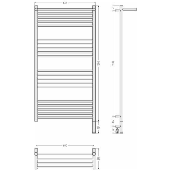 Полотенцесушитель электрический Сунержа Богема 3.1 с полкой П20 600x1320 мм 03-6007-1260 R, золото - фото 4