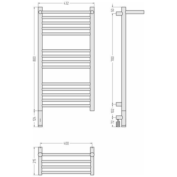 Полотенцесушитель электрический Сунержа Богема 3.1 с полкой П14 400x920 мм 15-6006-8040 L, тёмный титан муар - фото 4