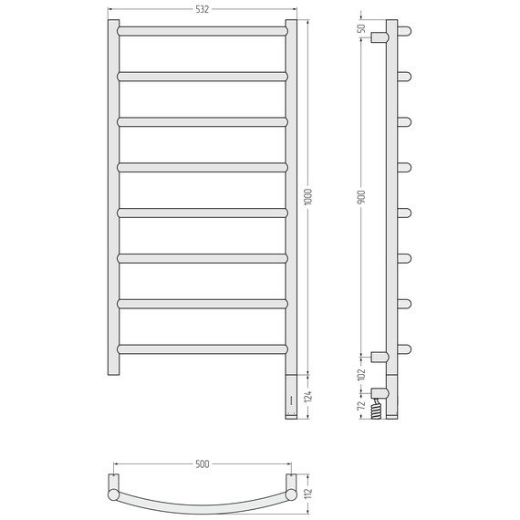 Полотенцесушитель электрический Сунержа Галант 3.1 П8 500x1120 мм 020-6001-1050 R, шампань - фото 4
