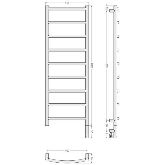Полотенцесушитель электрический Сунержа Галант 3.1 П9 400x1320 мм 071-6001-1240 R, сатин - фото 4