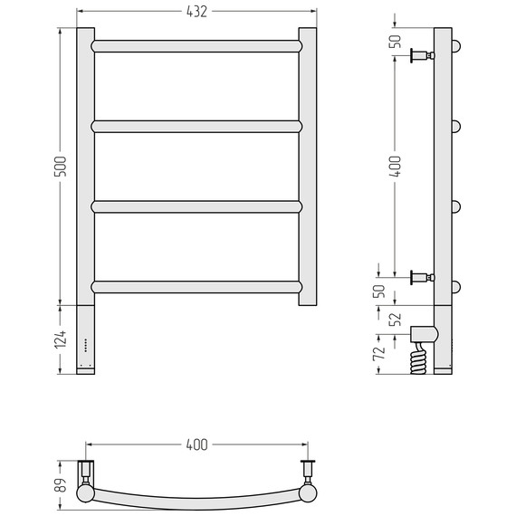 Полотенцесушитель электрический Сунержа Галант 3.0 П4 400x620 мм 15-5800-5040 L, тёмный титан муар - фото 4