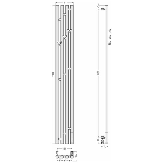 Полотенцесушитель электрический Сунержа Кантата 3.0 П4 150x1500 мм 05-5847-1516 R, состаренная бронза - фото 4