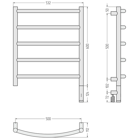 Полотенцесушитель электрический Сунержа Галант 3.1 П5 500x720 мм 30-6001-6050 R, белый матовый - фото 4