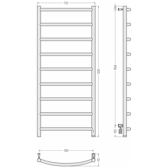 Полотенцесушитель электрический Сунержа Галант 4.0 П9 500x1200 мм 32-0831-1250 R, золотой шёлк - фото 4