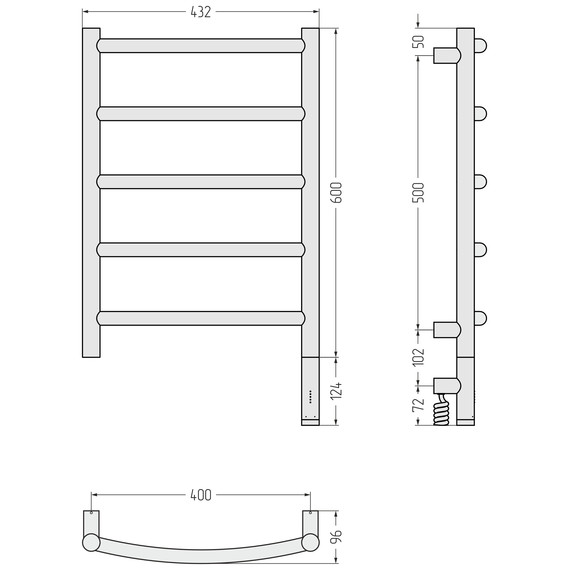 Полотенцесушитель электрический Сунержа Галант 3.1 П5 400x720 мм 020-6001-6040 R, шампань - фото 4