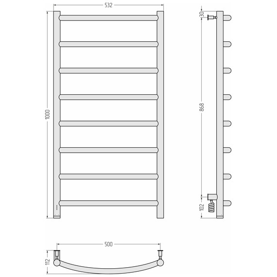 Полотенцесушитель электрический Сунержа Галант 4.0 П8 500x1000 мм 32-0830-1050 L, золотой шёлк - фото 4