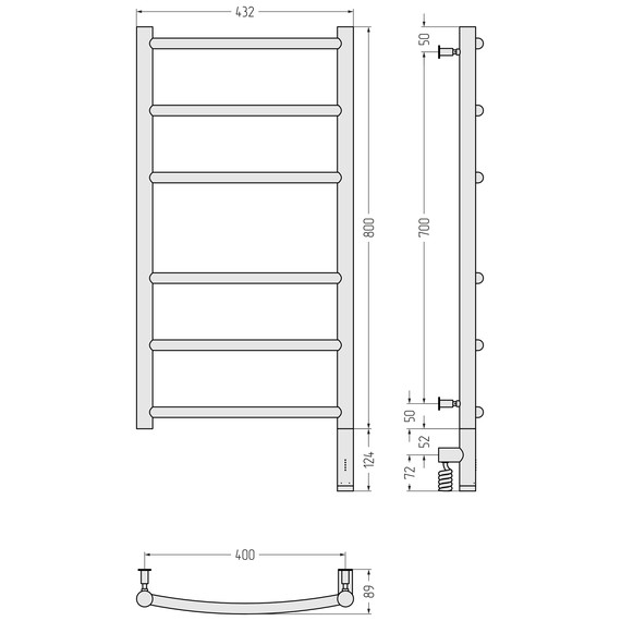 Полотенцесушитель электрический Сунержа Галант 3.0 П6 400x920 мм 30-5801-8040 R, белый матовый - фото 4