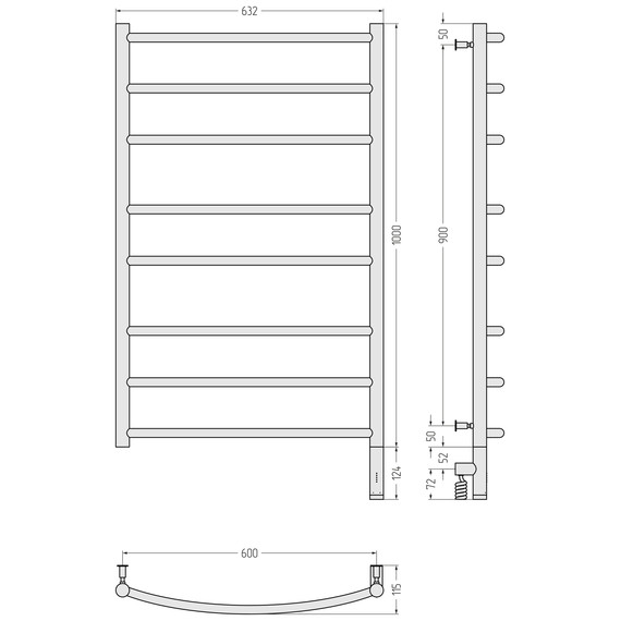 Полотенцесушитель электрический Сунержа Галант 3.0 П8 600x1120 мм 30-5801-1060 R, белый матовый - фото 4