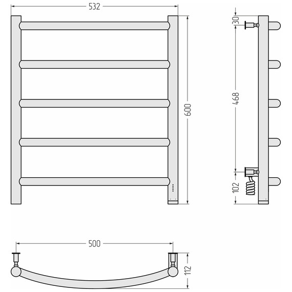 Полотенцесушитель электрический Сунержа Галант 4.0 П5 500x600 мм 32-0831-6050 R, золотой шёлк - фото 4