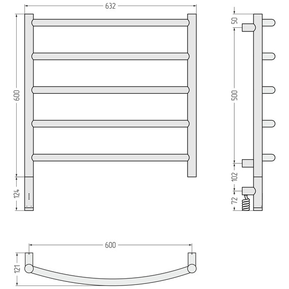 Полотенцесушитель электрический Сунержа Галант 3.1 П5 600x720 мм 15-6000-6060 L, тёмный титан муар - фото 4