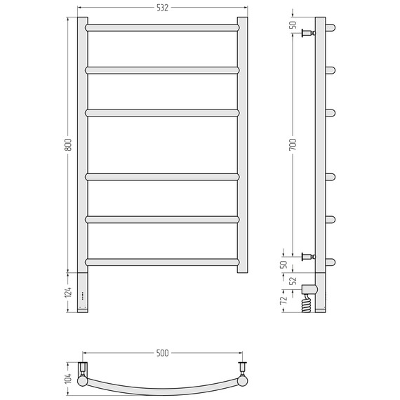 Полотенцесушитель электрический Сунержа Галант 3.0 П6 500x920 мм 30-5800-8050 L, белый матовый - фото 4