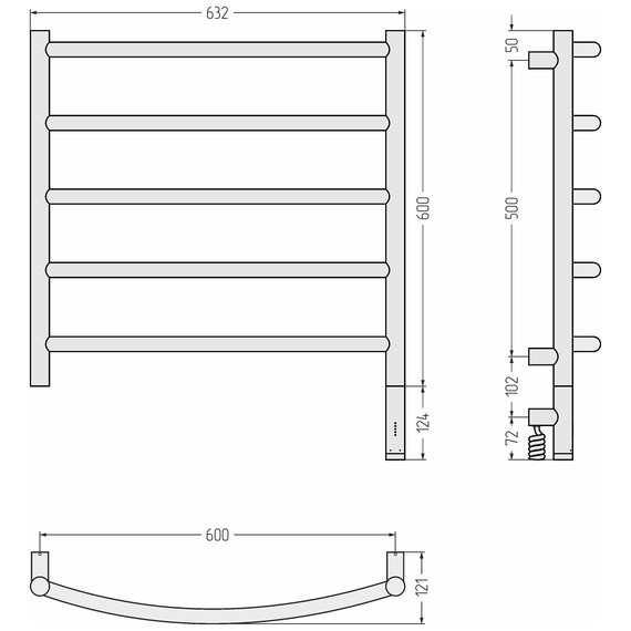 Полотенцесушитель электрический Сунержа Галант 3.1 П5 600x720 мм 05-6001-6060 R, состаренная бронза - фото 4