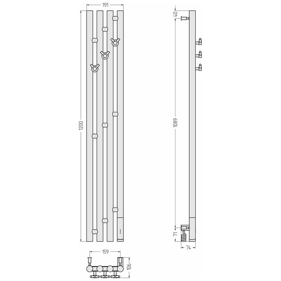 Полотенцесушитель электрический Сунержа Кантата 3.0 П4 150x1200 мм 032-5847-1216 R, золото матовое - фото 4