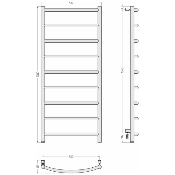 Полотенцесушитель электрический Сунержа Галант 4.0 П9 500x1200 мм 32-0830-1250 L, золотой шёлк - фото 4