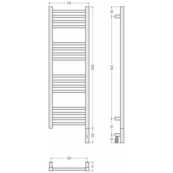 Полотенцесушитель электрический Сунержа Модус 3.1 П16 300x1120 мм 051-5901-1030 R, состаренная латунь - фото 4