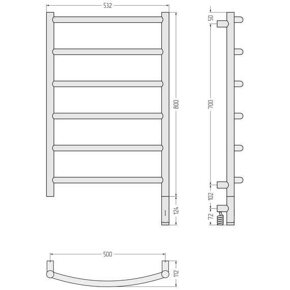 Полотенцесушитель электрический Сунержа Галант 3.1 П6 500x920 мм 051-6001-8050 R, состаренная латунь - фото 4