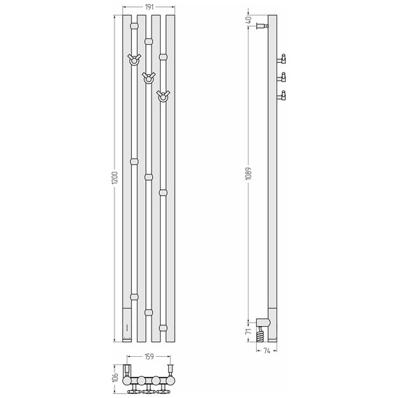 Полотенцесушитель электрический Сунержа Кантата 3.0 П4 150x1200 мм 032-5846-1216 L, золото матовое - фото 4