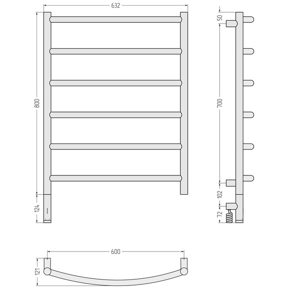 Полотенцесушитель электрический Сунержа Галант 3.1 П6 600x920 мм 051-6000-8060 L, состаренная латунь - фото 4