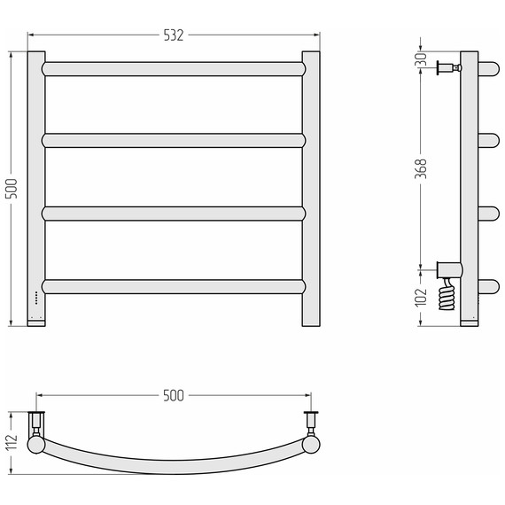 Полотенцесушитель электрический Сунержа Галант 4.0 П4 500x500 мм 32-0830-5050 L, золотой шёлк - фото 4