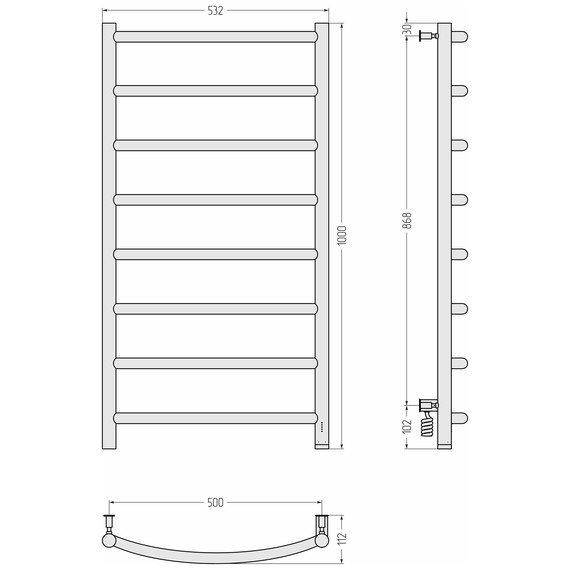 Полотенцесушитель электрический Сунержа Галант 4.0 П8 500x1000 мм 32-0831-1050 R, золотой шёлк - фото 4