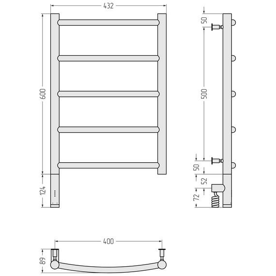 Полотенцесушитель электрический Сунержа Галант 3.0 П5 400x720 мм 020-5800-6040 L, шампань - фото 4
