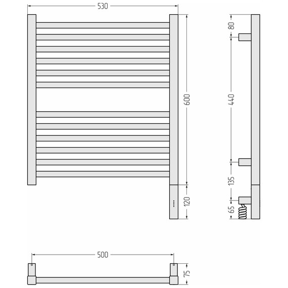 Полотенцесушитель электрический Сунержа Модус 3.1 П12 500x720 мм 032-5901-6050 R, золото матовое - фото 4