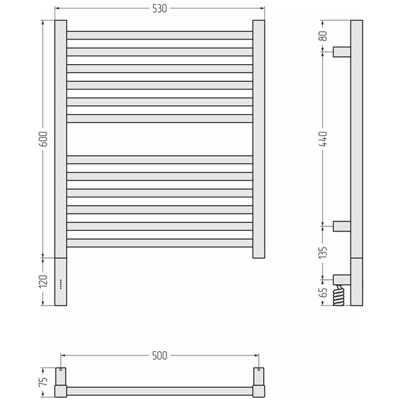 Полотенцесушитель электрический Сунержа Модус 3.1 П12 500x720 мм 051-5900-6050 L, состаренная латунь - фото 4