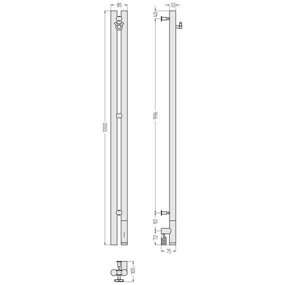 Полотенцесушитель электрический Сунержа Нюанс 3.0 П2 100x1200 мм 051-5843-1253 R, состаренная латунь - фото 4