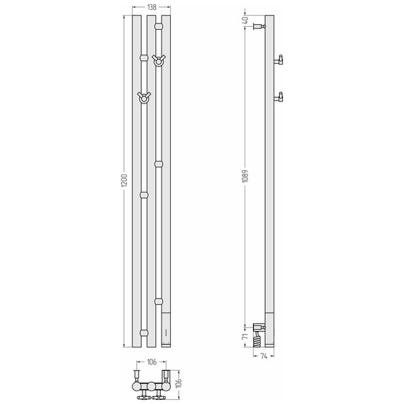 Полотенцесушитель электрический Сунержа Терция 3.0 П3 100x1200 мм 03-5845-1211 R, золото - фото 4