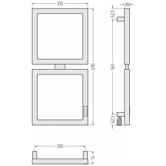 Полотенцесушитель электрический Сунержа Этюд П4 300x690 мм 15-0845-6030 R, тёмный титан муар - фото 4