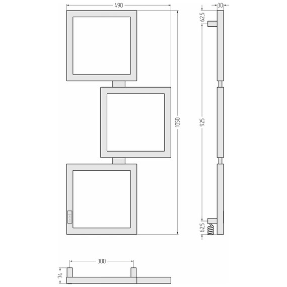 Полотенцесушитель электрический Сунержа Этюд П6 300x1050 мм 15-0846-1050 L, тёмный титан муар - фото 4