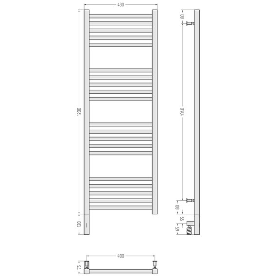 Полотенцесушитель электрический Сунержа Модус 3.0 П20 400x1320 мм 7038-5700-1240 L, агатовый серый - фото 2