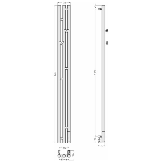 Полотенцесушитель электрический Сунержа Терция 3.0 П3 100x1500 мм 03-5845-1511 R, золото - фото 4