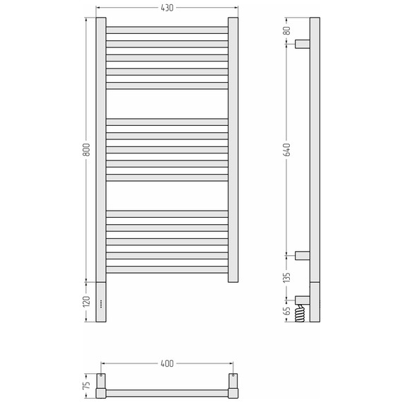 Полотенцесушитель электрический Сунержа Модус 3.1 П15 400x920 мм 31-5900-8040 L, чёрный матовый - фото 4
