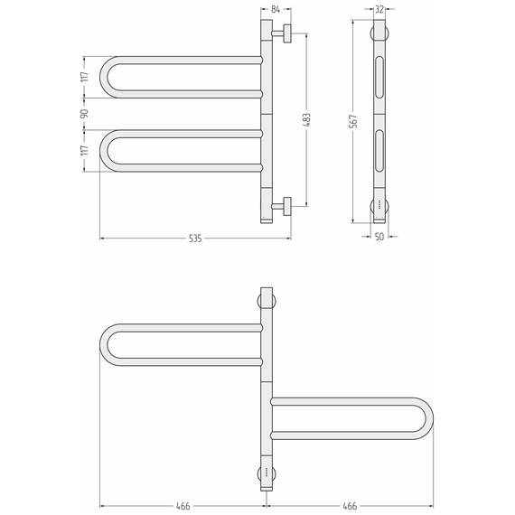 Полотенцесушитель электрический Сунержа Парео 4.0 П4 550x570 мм 15-0823-0567, тёмный титан муар - фото 3