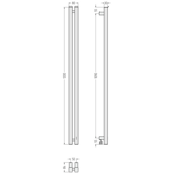 Полотенцесушитель электрический Сунержа Фьорд 4.0 П2 50x1200 мм 15-0855-1250 R, тёмный титан муар - фото 5