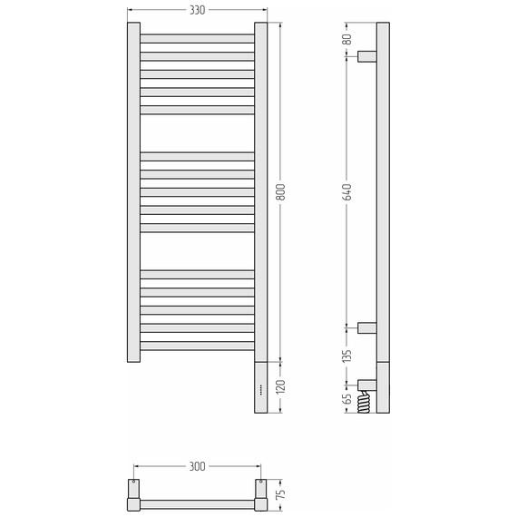 Полотенцесушитель электрический Сунержа Модус 3.1 П15 300x920 мм 30-5901-8030 R, белый матовый - фото 4