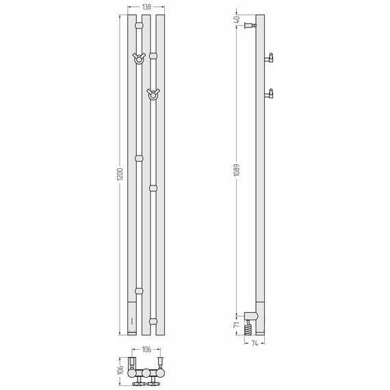 Полотенцесушитель электрический Сунержа Терция 3.0 П3 100x1200 мм 03-5844-1211 L, золото - фото 4