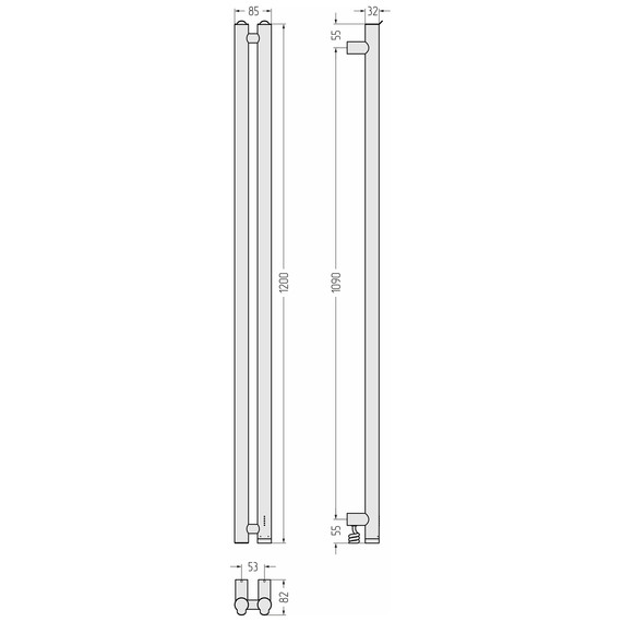 Полотенцесушитель электрический Сунержа Нюанс 4.0 П2 50x1200 мм 31-0881-1253 R, чёрный матовый - фото 5