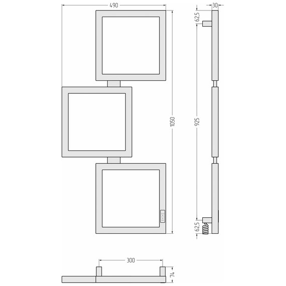 Полотенцесушитель электрический Сунержа Этюд П6 300x1050 мм 15-0847-1050 R, тёмный титан муар - фото 4