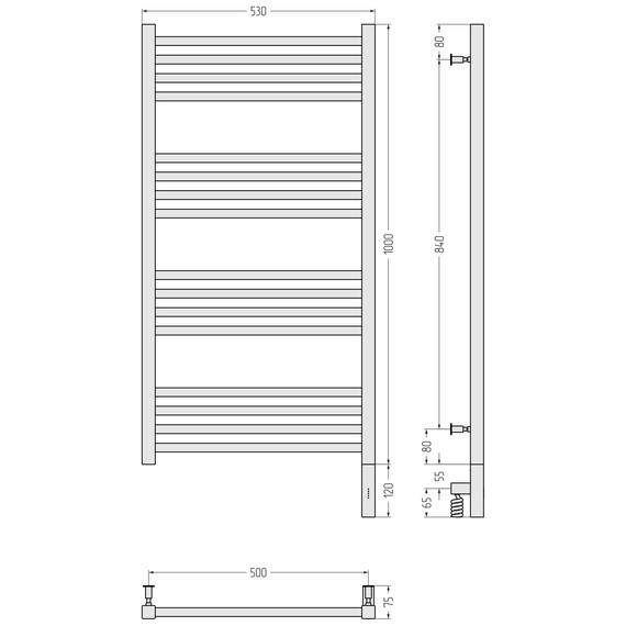 Полотенцесушитель электрический Сунержа Модус 3.0 П16 500x1120 мм 30-5701-1050 R, белый матовый - фото 4