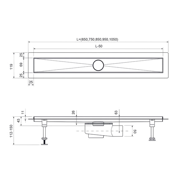 Трап Timo Drain System 70 см DS230107/03, чёрный матовый - фото 5