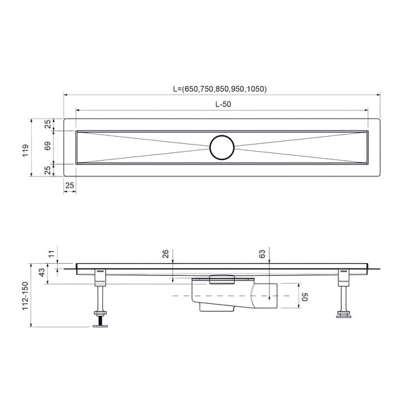 Трап Timo Drain System 80 см DS230108/03, чёрный матовый - фото 5