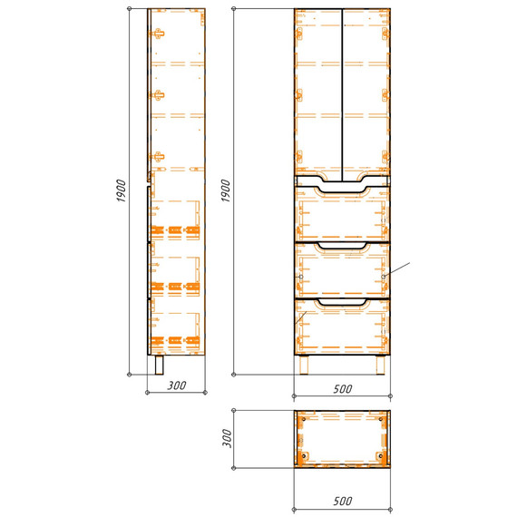 Пенал напольный Azario KANTRI 50 см CS00097265 - фото 7
