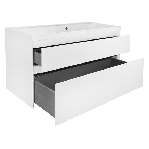 Тумба подвесная с раковиной Azario Velluto 100 см CS00097538, белый матовый - фото 3