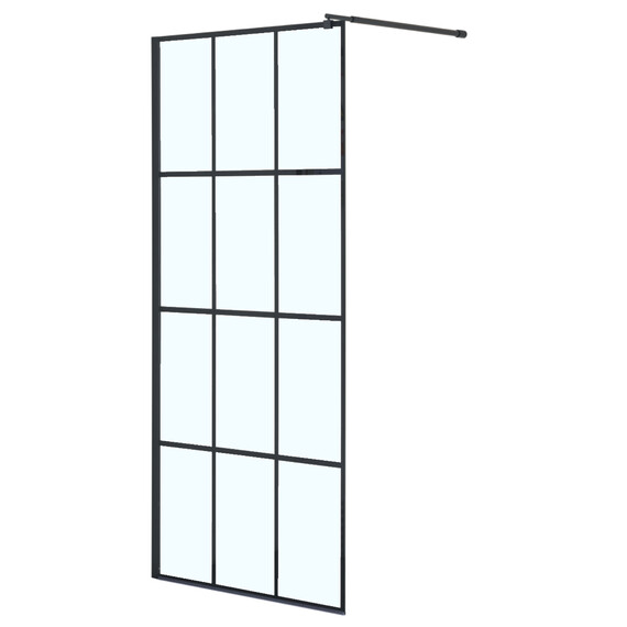 Душевая перегородка Loranto Walk-in 70 см CS-W02B-70 (стекло 8 мм) чёрный матовый/прозрачное "Лофт клетка" - фото 