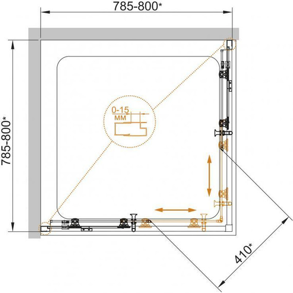 Душевое ограждение Cezares 80х80 см ECO-O-A-2-80-C-Cr, хром/прозрачное - фото 4