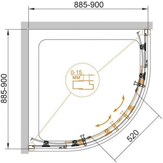 Душевое ограждение Cezares 90х90 см ECO-O-R-2-90-P-Cr, хром/матовое - фото 7