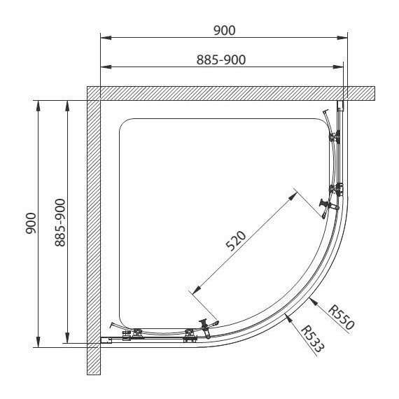 Душевое ограждение Cezares 90х90 см ECO-O-R-2-90-C-NERO, черный/прозрачное - фото 3