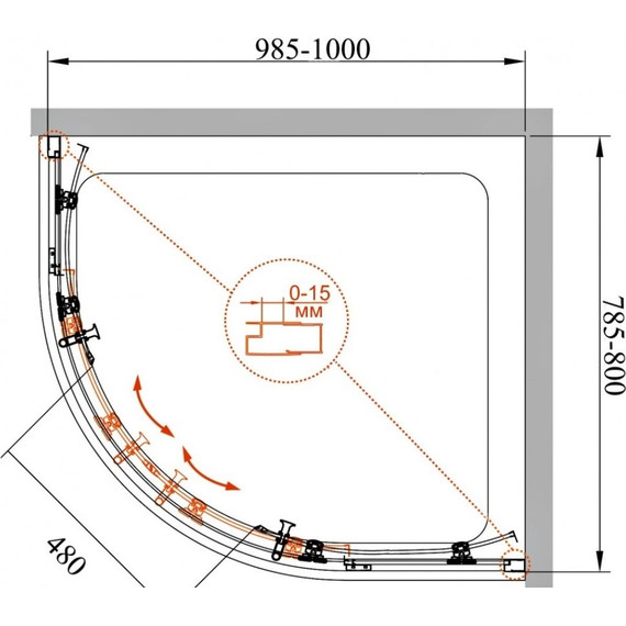 Душевое ограждение Cezares 100х80 см ECO-O-RH-2-100/80-C-Cr, хром/прозрачное - фото 5